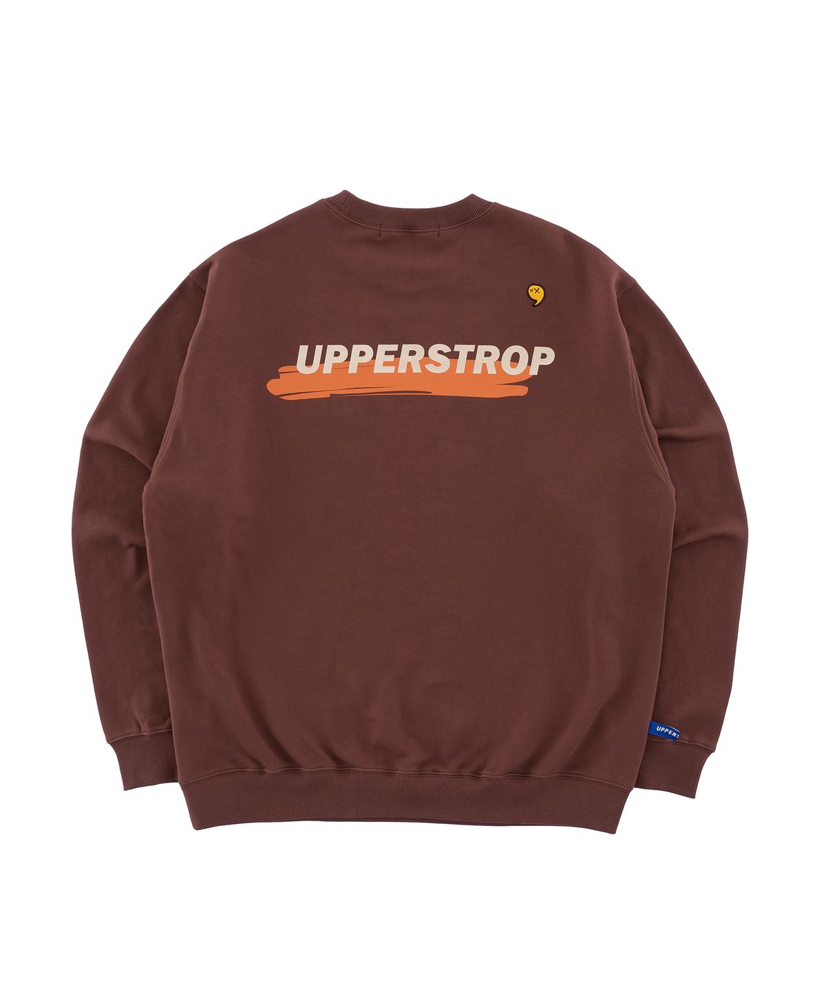 어퍼스트롭(UPPERSTROP) [UP9008] 어센틱 로고 맨투맨 티셔츠 브라운