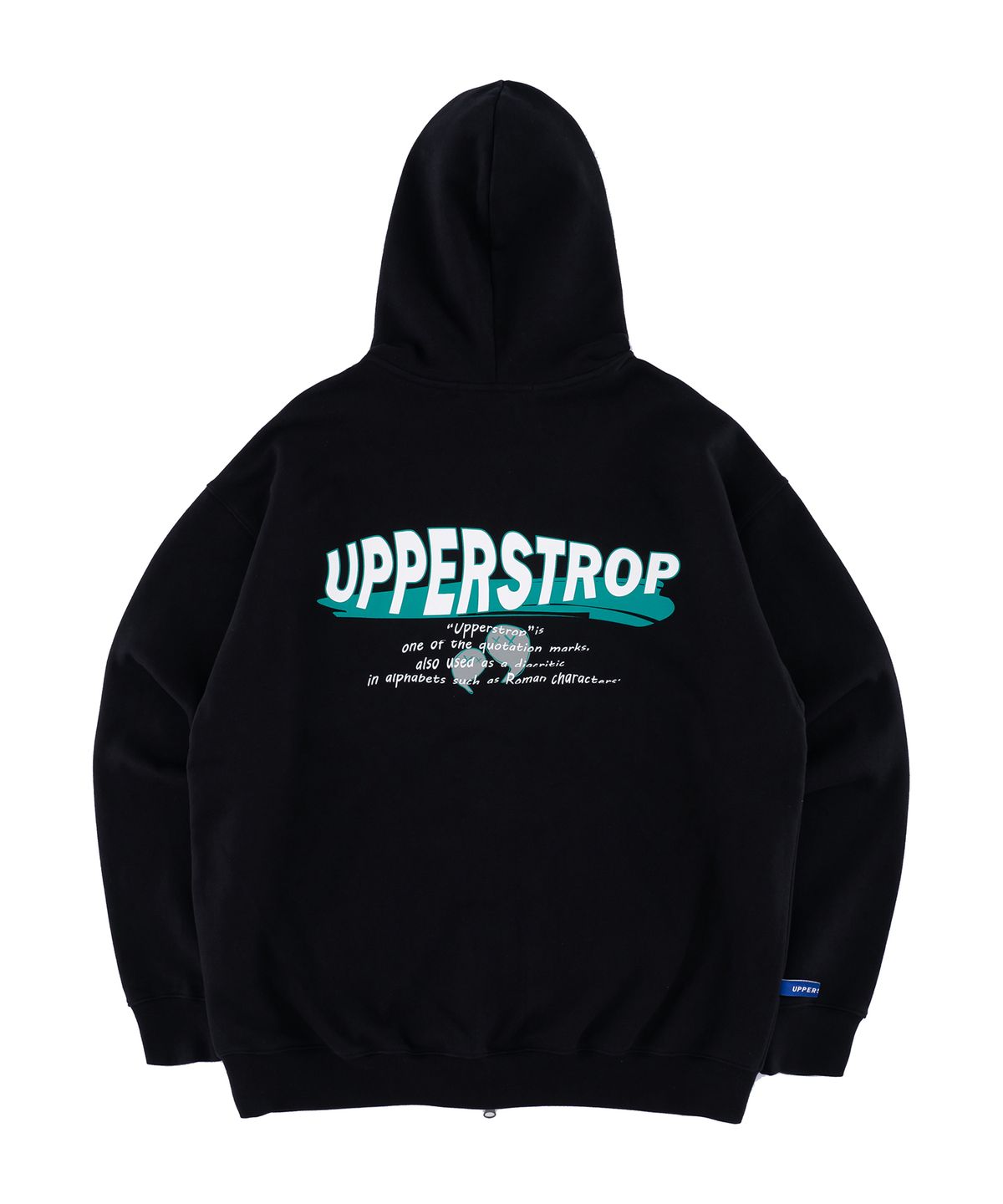 어퍼스트롭(UPPERSTROP) [UP9014] 레터링 그래픽 후디 집업 블랙