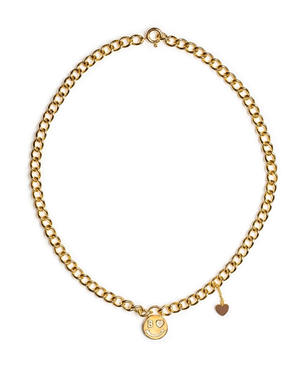 봉보(BONBEAU) Heart smile bold curve chain Necklace  하트 스마일 팬던트 볼드 클립 체인 목걸이