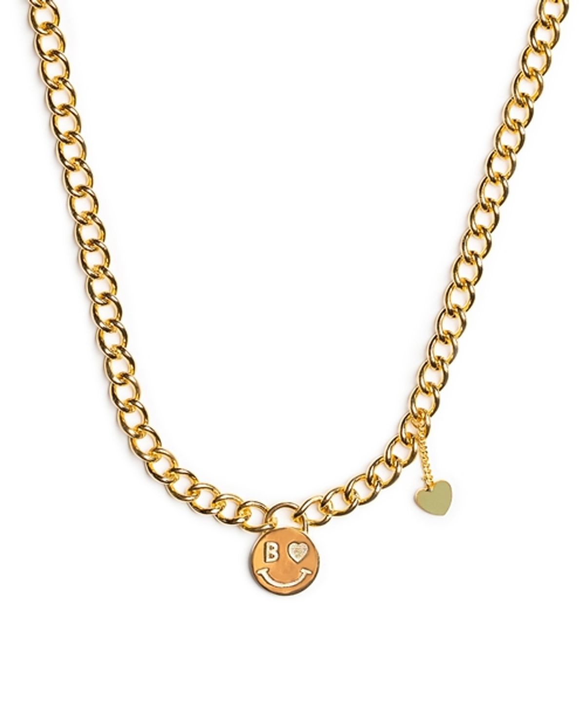 봉보(BONBEAU) Heart smile bold curve chain Necklace  하트 스마일 팬던트 볼드 클립 체인 목걸이