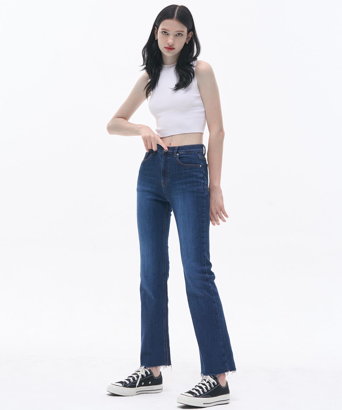 마롭(MALOUPE) 9104 기모 플레어 데님팬츠 (다크인디고)