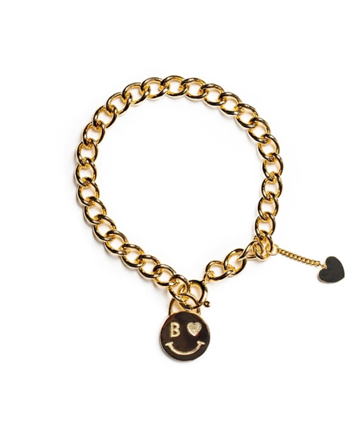 봉보(BONBEAU) Heart smile bold curve chain Bracelet 하트 스마일 팬던트 볼드 커브 체인 팔찌