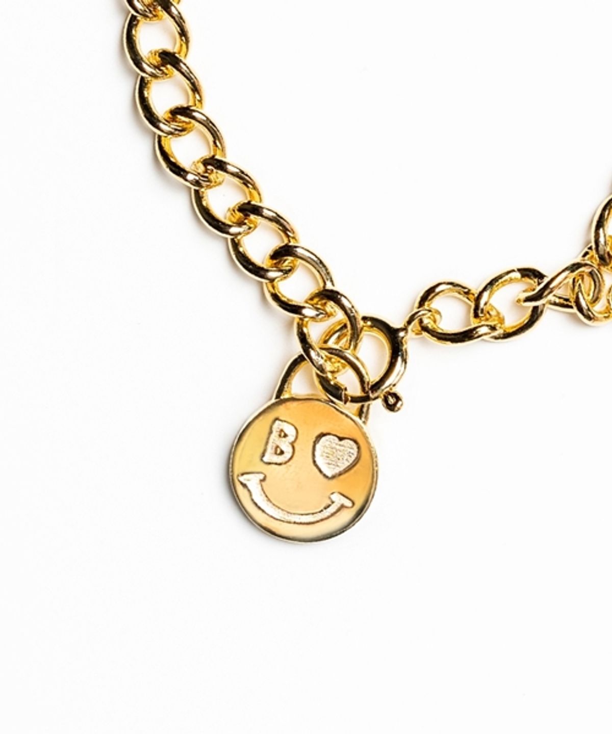 봉보(BONBEAU) Heart smile bold curve chain Bracelet 하트 스마일 팬던트 볼드 커브 체인 팔찌