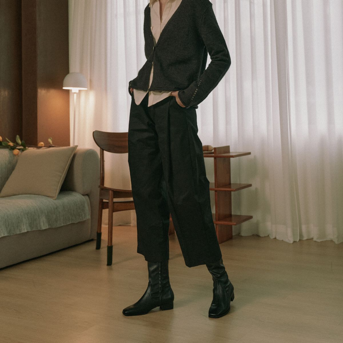 케리제이드(KERRIJADE) Flat Socks Long Boots_Black