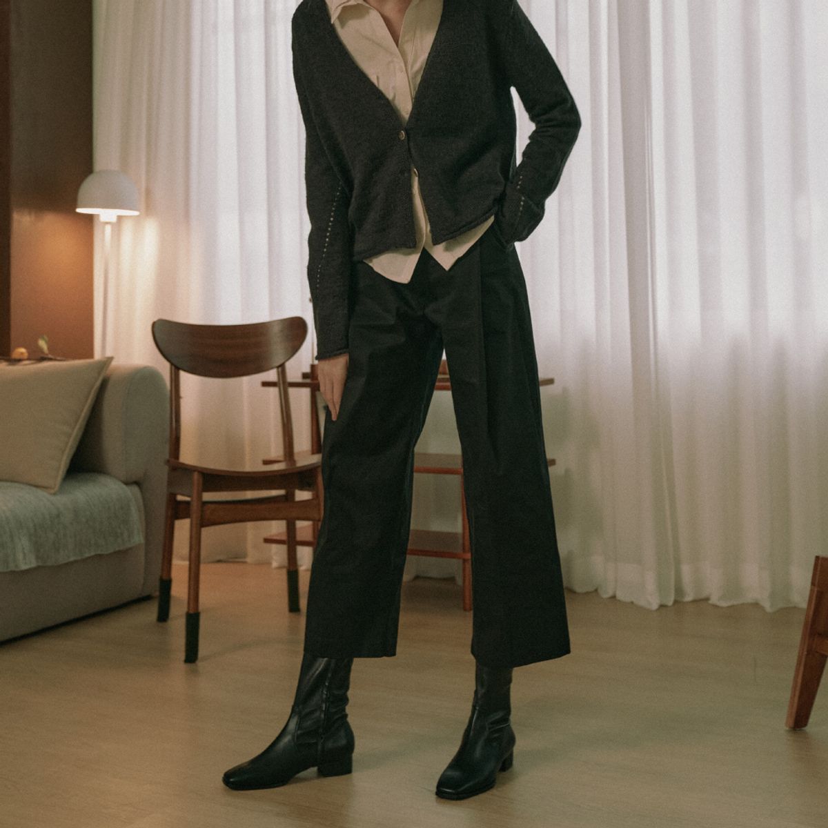 케리제이드(KERRIJADE) Flat Socks Long Boots_Black