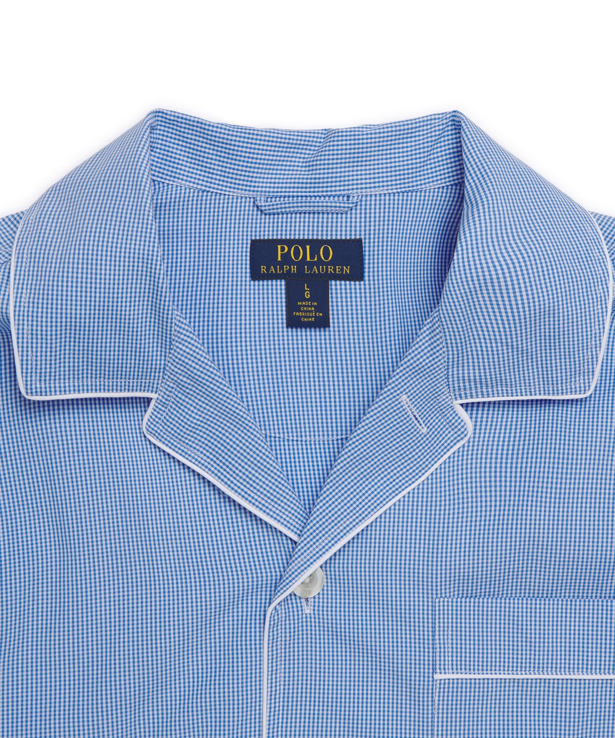 폴로 랄프 로렌(POLO RALPH LAUREN) 깅엄 포플린 롱 슬립 세트 - 블루