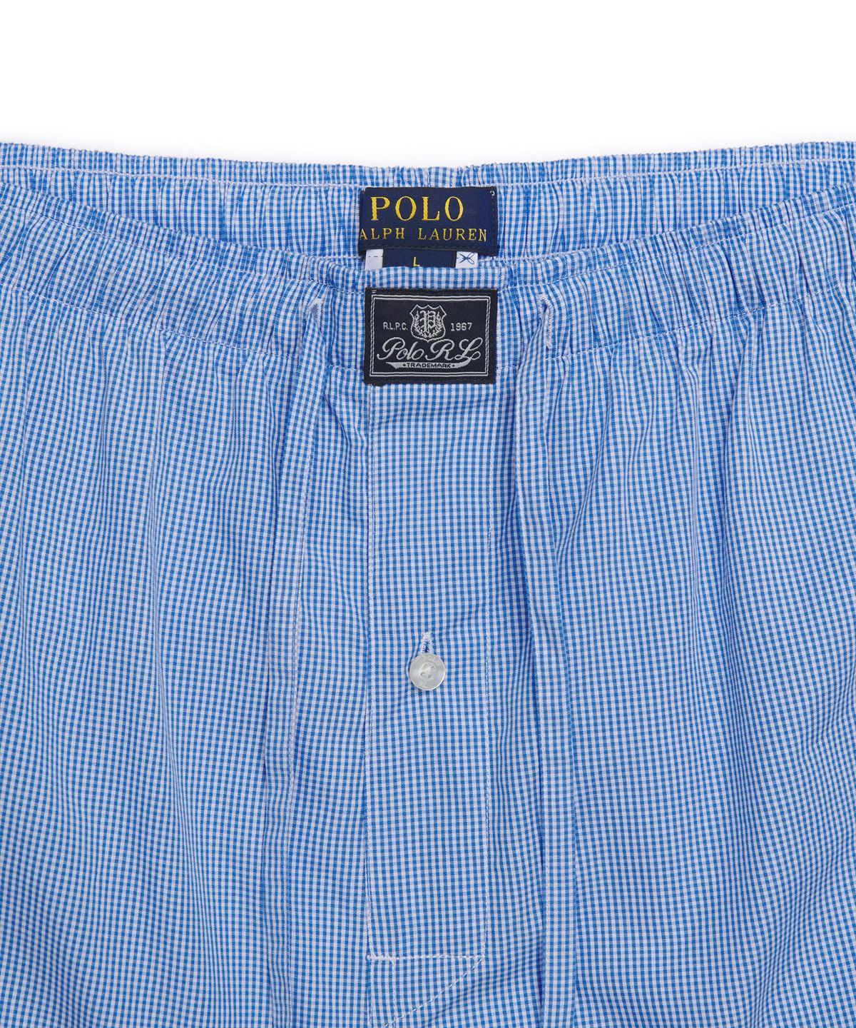 폴로 랄프 로렌(POLO RALPH LAUREN) 깅엄 포플린 롱 슬립 세트 - 블루