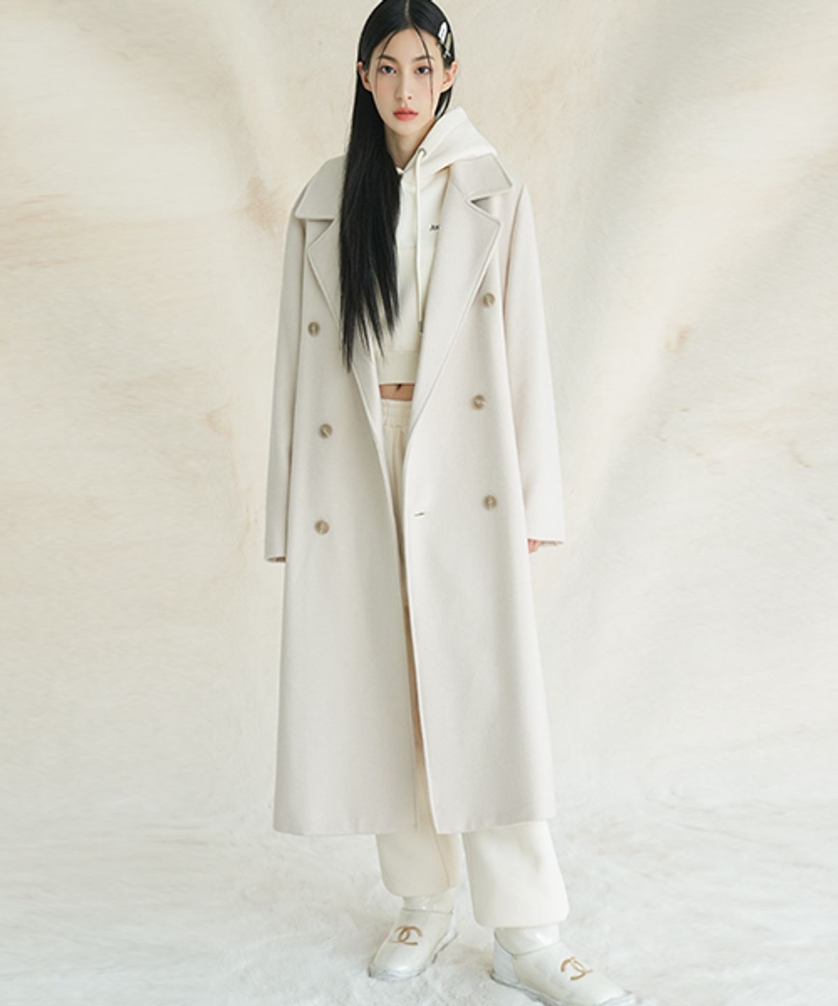 어반드레스(AVANDRESS) 125CM 슈퍼 롱 오버핏 더블 코트