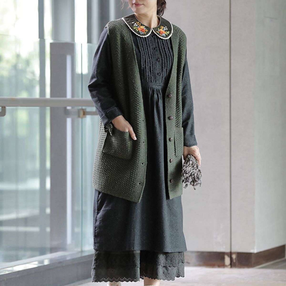 스타일바이미인(STYLEBYMIIN) 올리브롱원피스