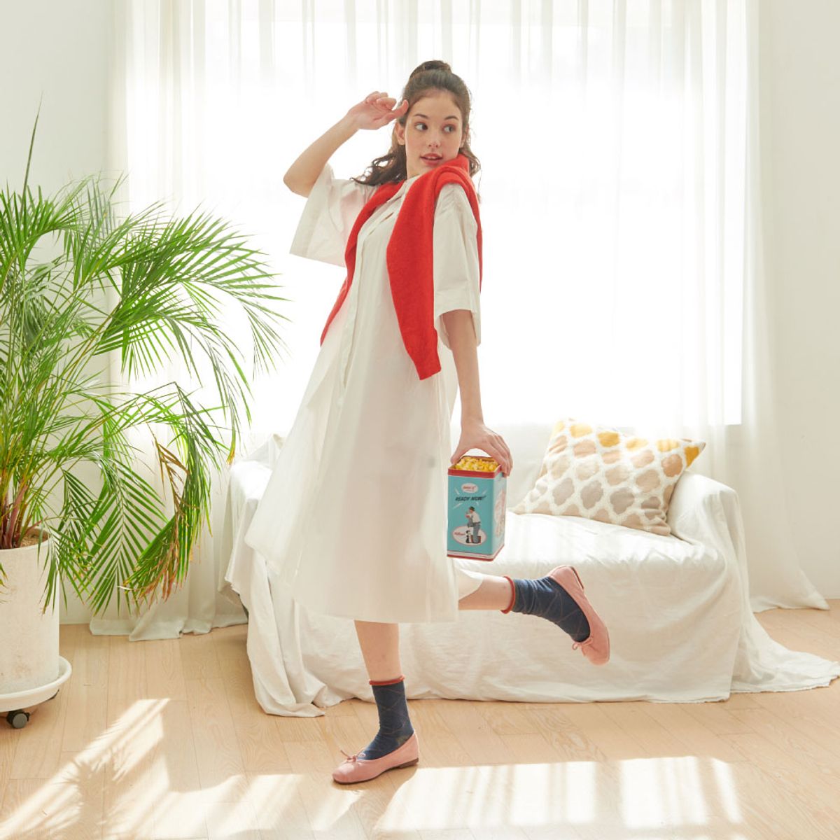 스코노(SKONO) 루체 양가죽 플렛 슈즈 / 핑크