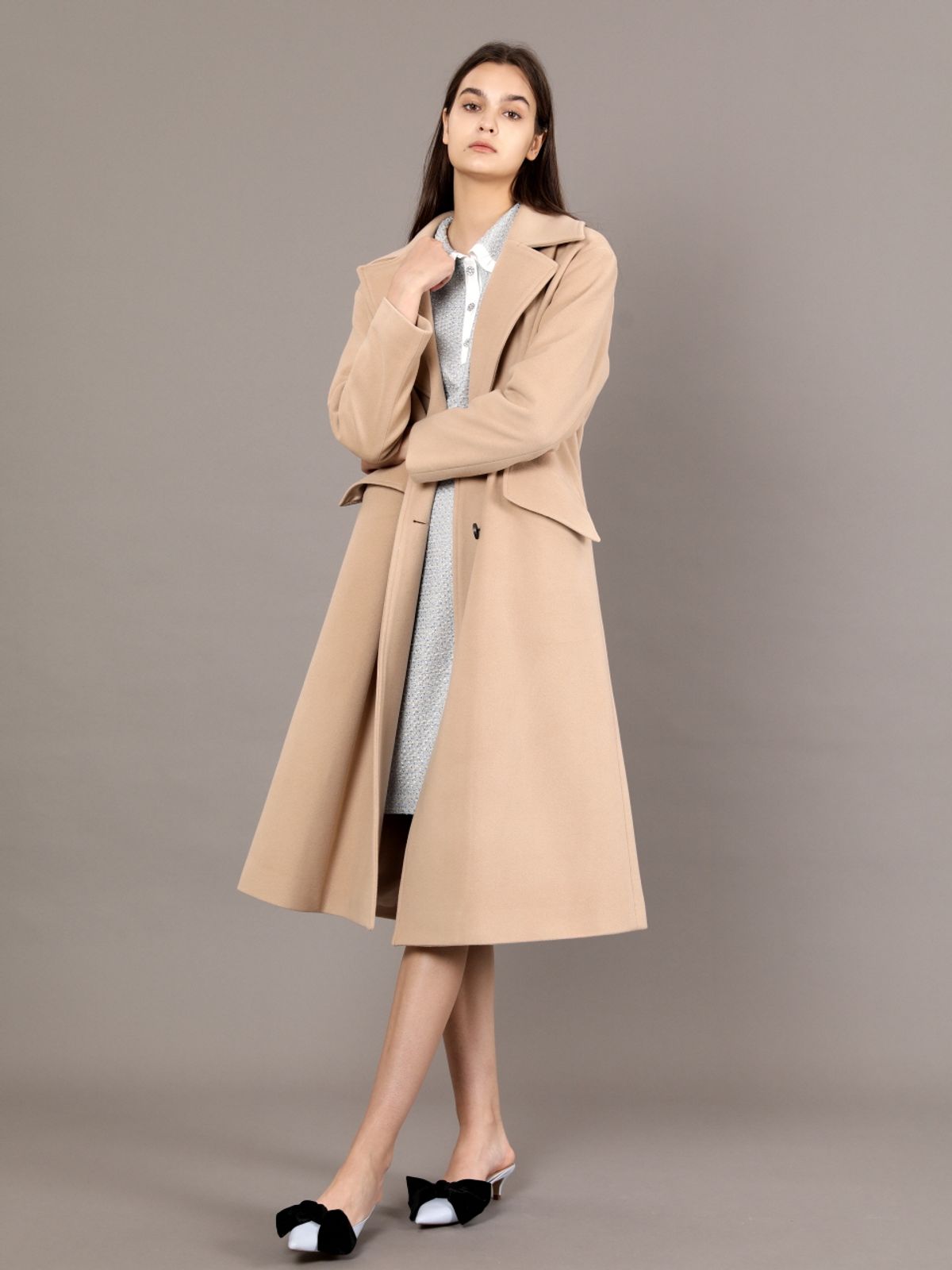 코엣(COETT) 울 더블 롱코트_베이지