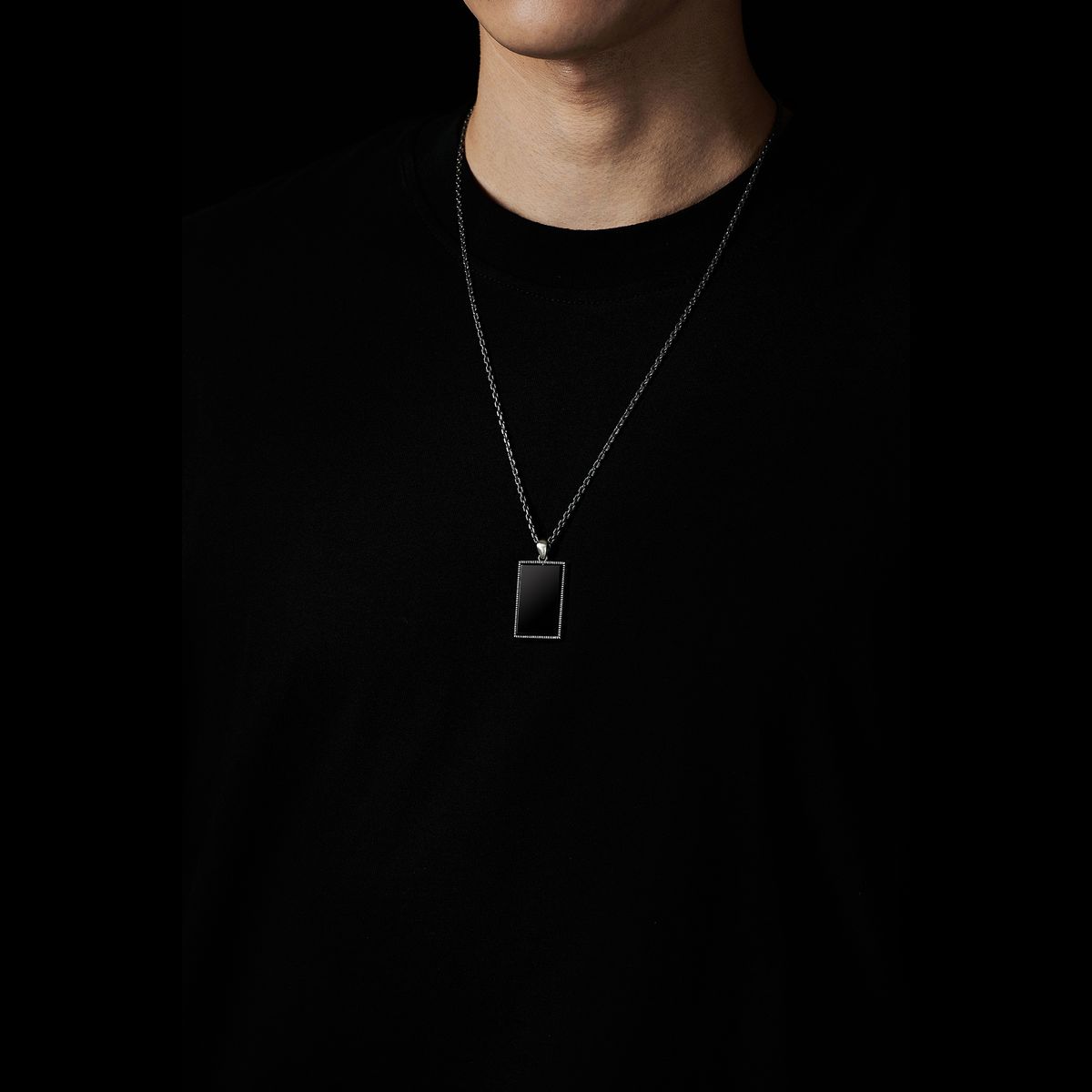 마르스마크(MARS MARK) Rectangular Black Onyx Pendant No.5