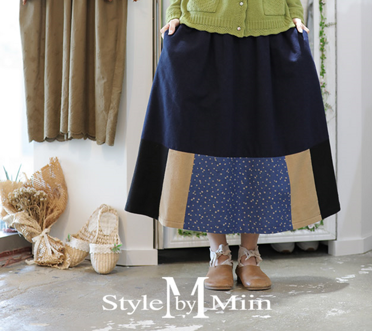 스타일바이미인(STYLEBYMIIN) 배색패치스커트