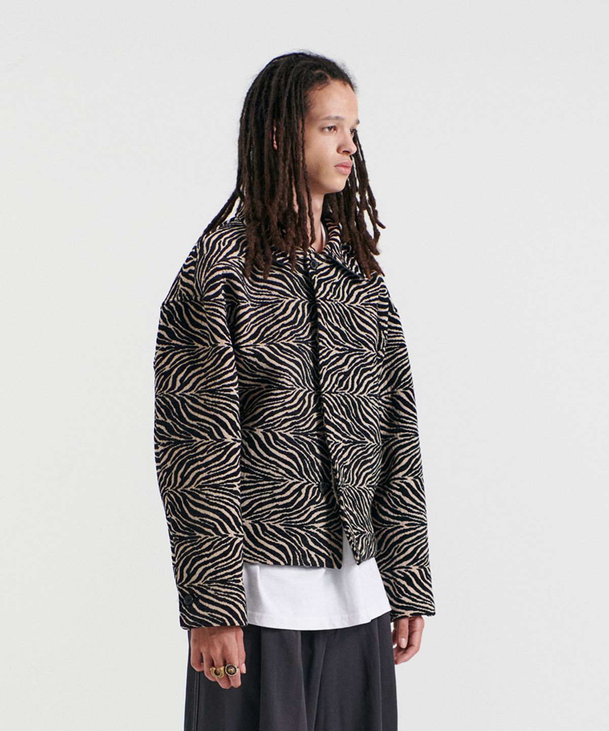 쏘지(SSOJI) zebra pattern set-up jacket_black
