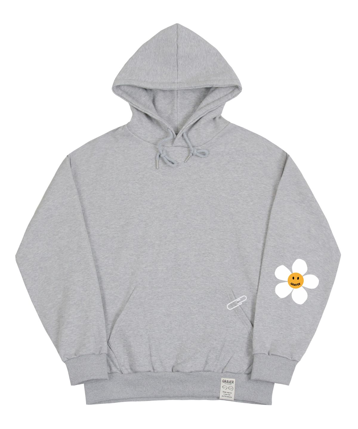 그레이버(GRAVER) [UNISEX]엘보우 플라워도트 원포인트 후드티_그레이