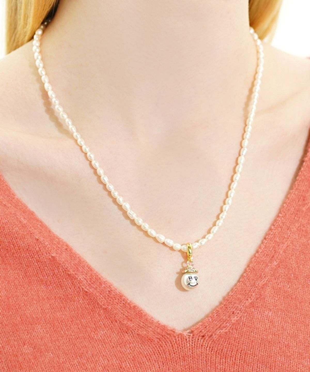 봉보(BONBEAU) Breeze pearl simple layered Necklace 레이어드 쌀알 담수진주 목걸이 4mm 5mm