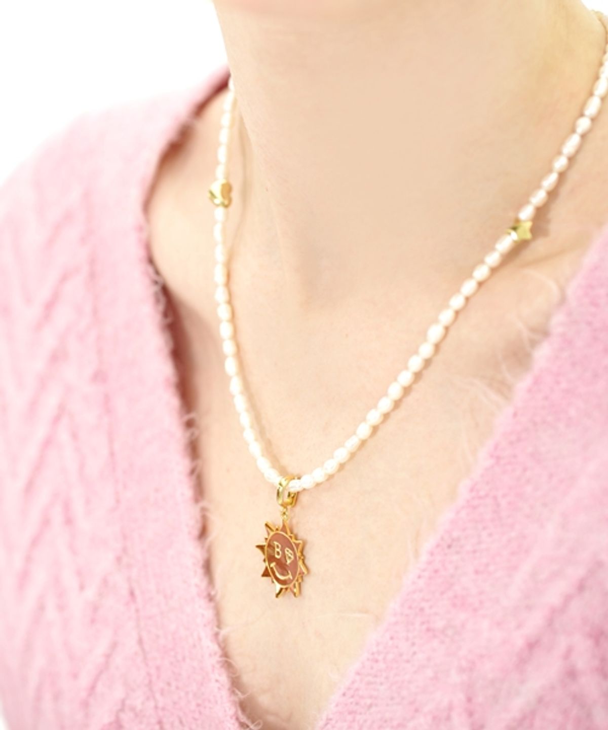 봉보(BONBEAU) Golden love star charm pearl Necklace 미니골드 하트 스타 쌀알 담수진주 목걸이 4mm 5mm