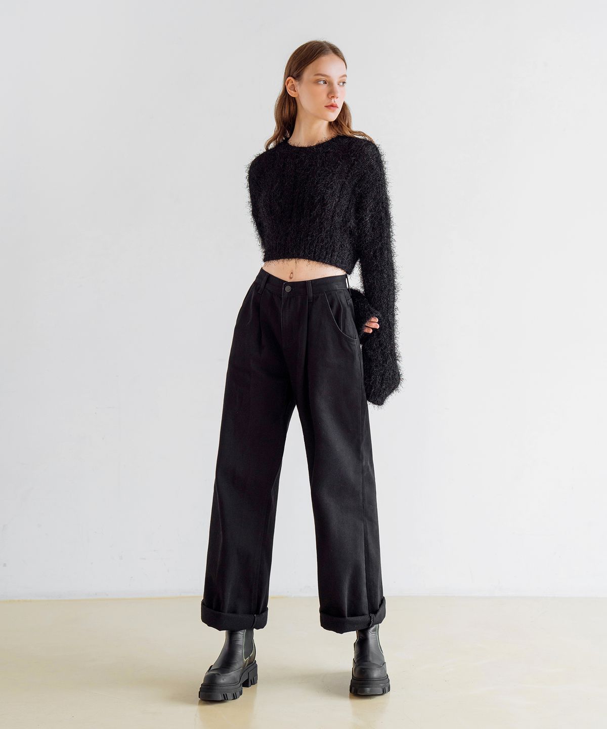 판도라핏(PANDORAFIT) [WIDE] Pleated Jeans