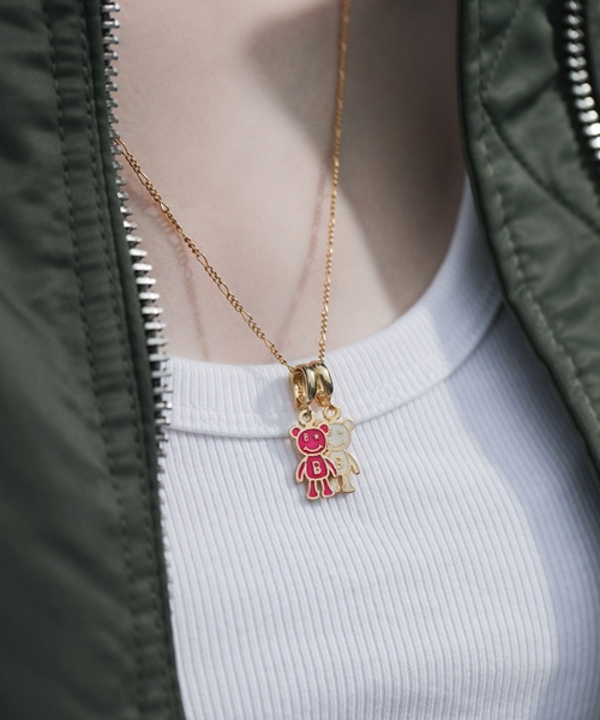 봉보(BONBEAU) Color enamel ami bear gold pendant 컬러 에나멜 곰돌이 골드 팬던트