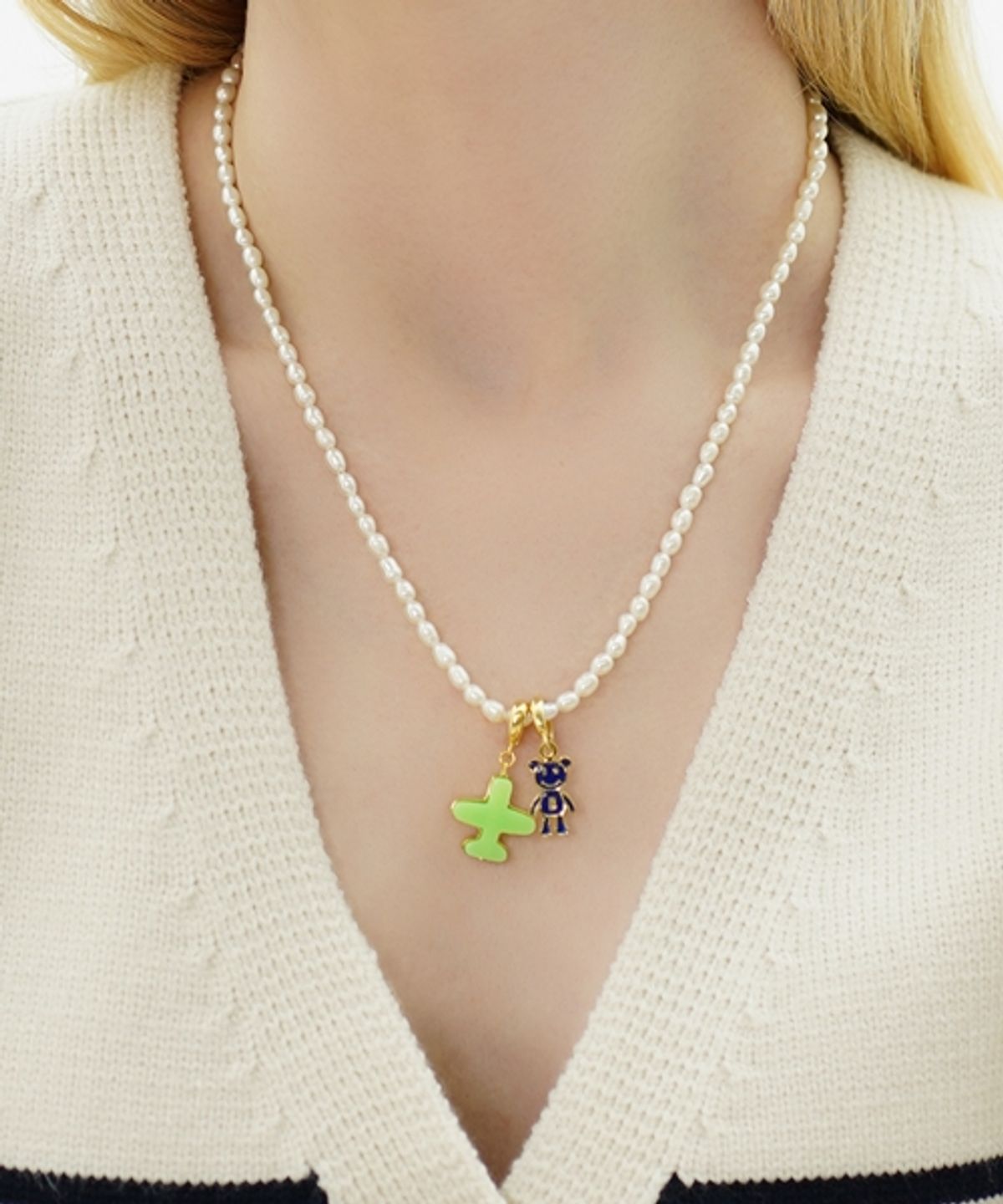 봉보(BONBEAU) Color enamel ami bear gold pendant 컬러 에나멜 곰돌이 골드 팬던트