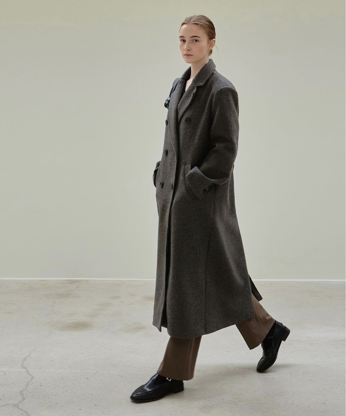 닉앤니콜(NICK&NICOLE) TAILORED DOUBLE COAT_CHARCOAL