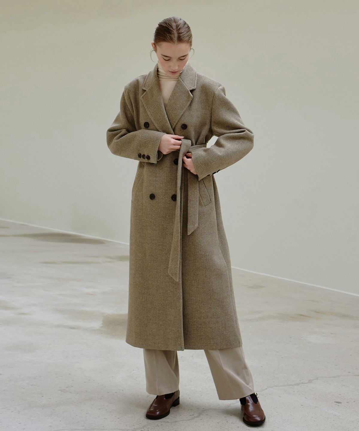닉앤니콜(NICK&NICOLE) TAILORED DOUBLE COAT_LIGHT BROWN