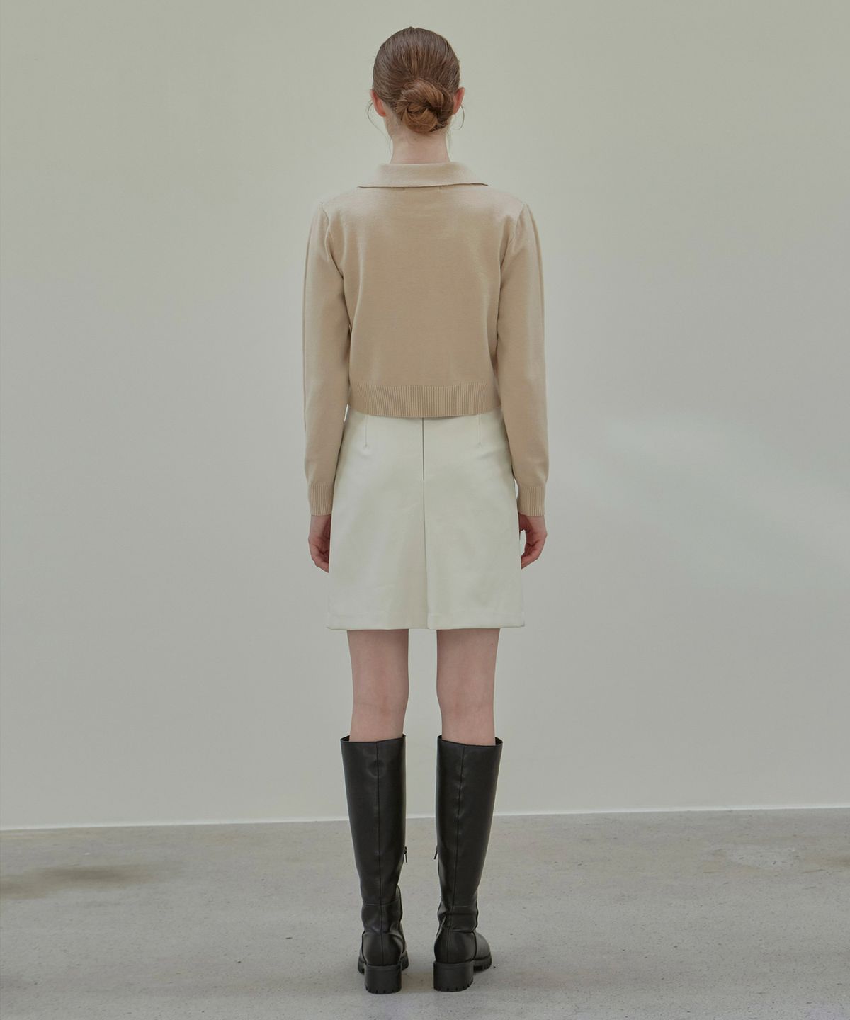 닉앤니콜(NICK&NICOLE) LEATHER MINI SKIRT_IVORY