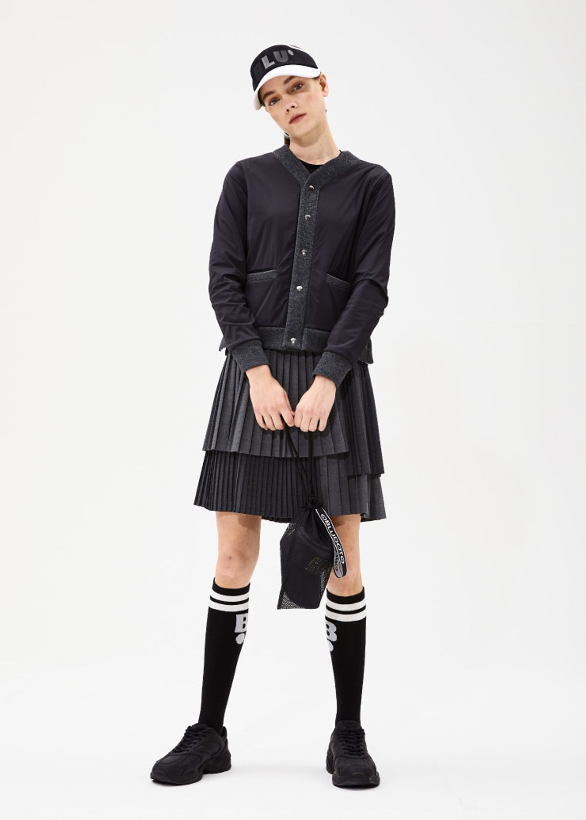블루닷(BLUDOT) LAYERED PLEATS CULOTTE (LONG)_GY
