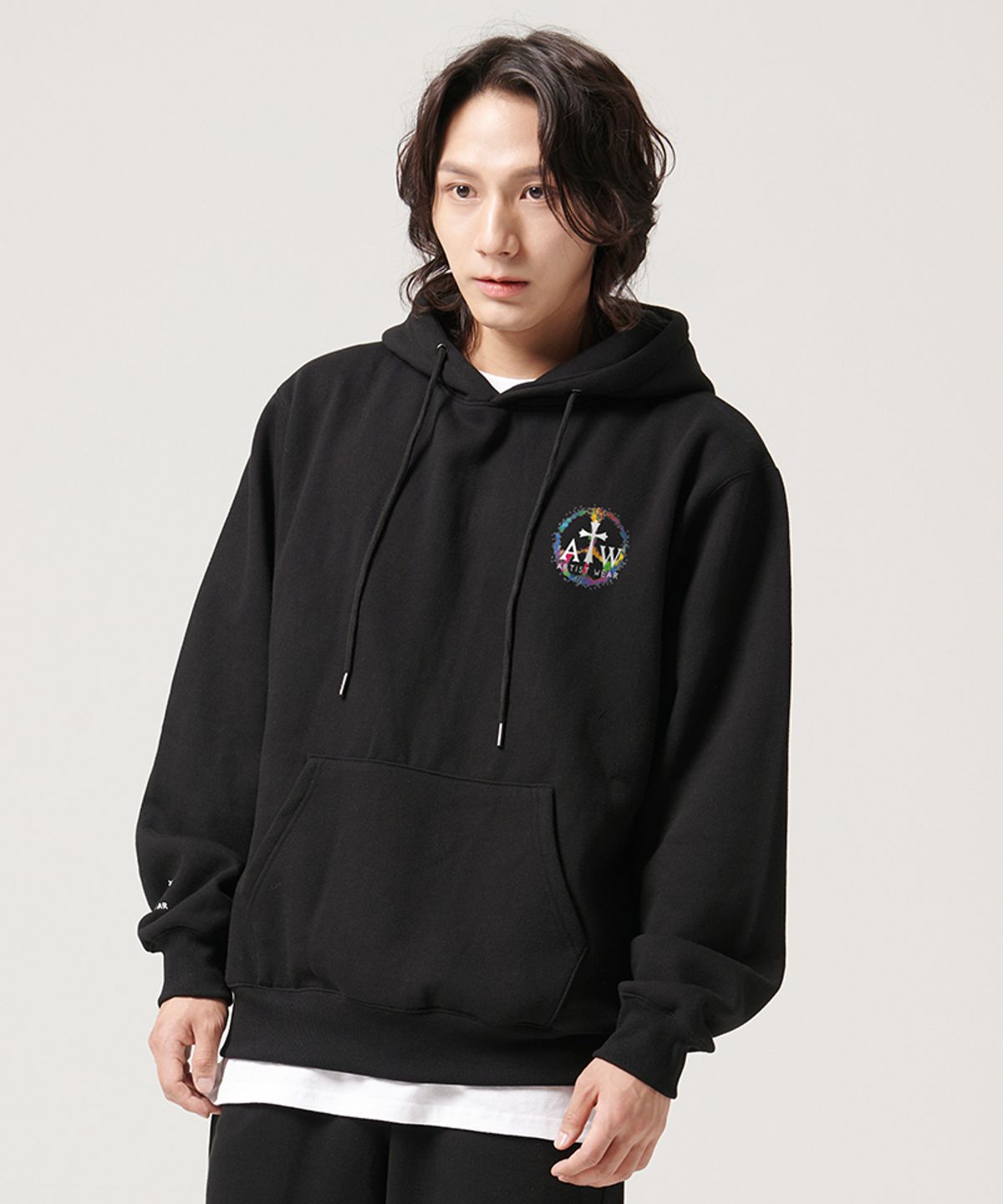 아티스트웨어(ARTISTWEAR) [ATW] 디퍼런트 오버핏 후드티_BK