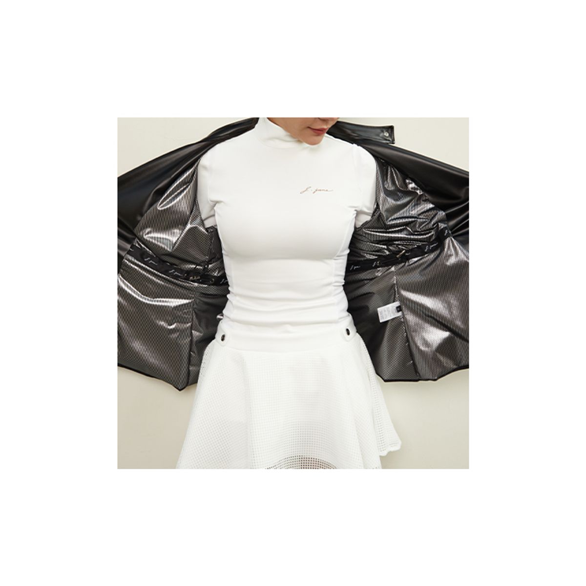 제이제인(J.JANE) 가죽 라이더 윈드브레이커 (Black)