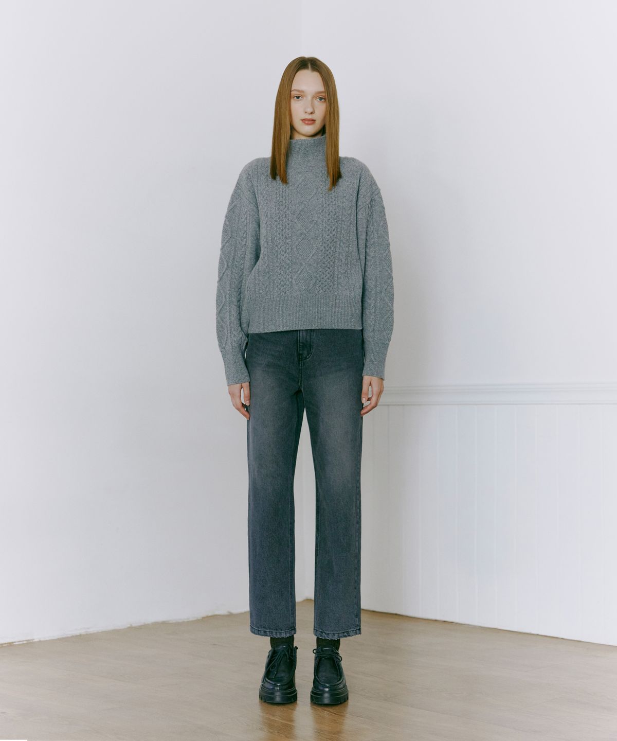 에트몽(ETMON) Slim Straight Denim Pants  Black