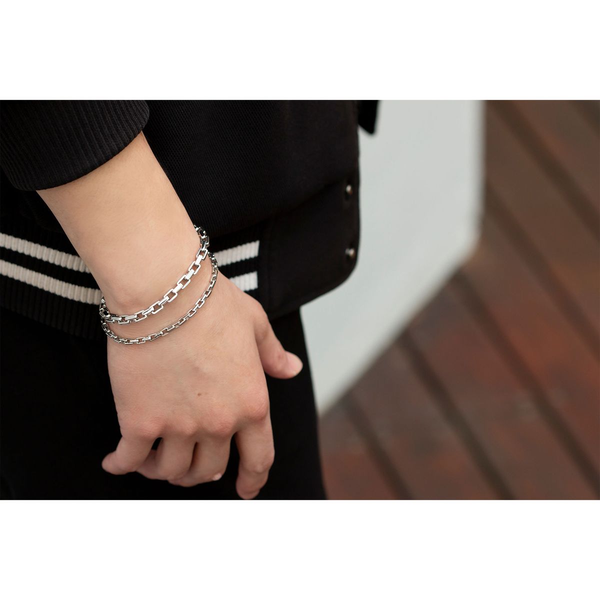 종로공장(JONGNOGONGJANG) 실버 925 사각 클립 체인 팔찌 (Silver Chain bracelet)