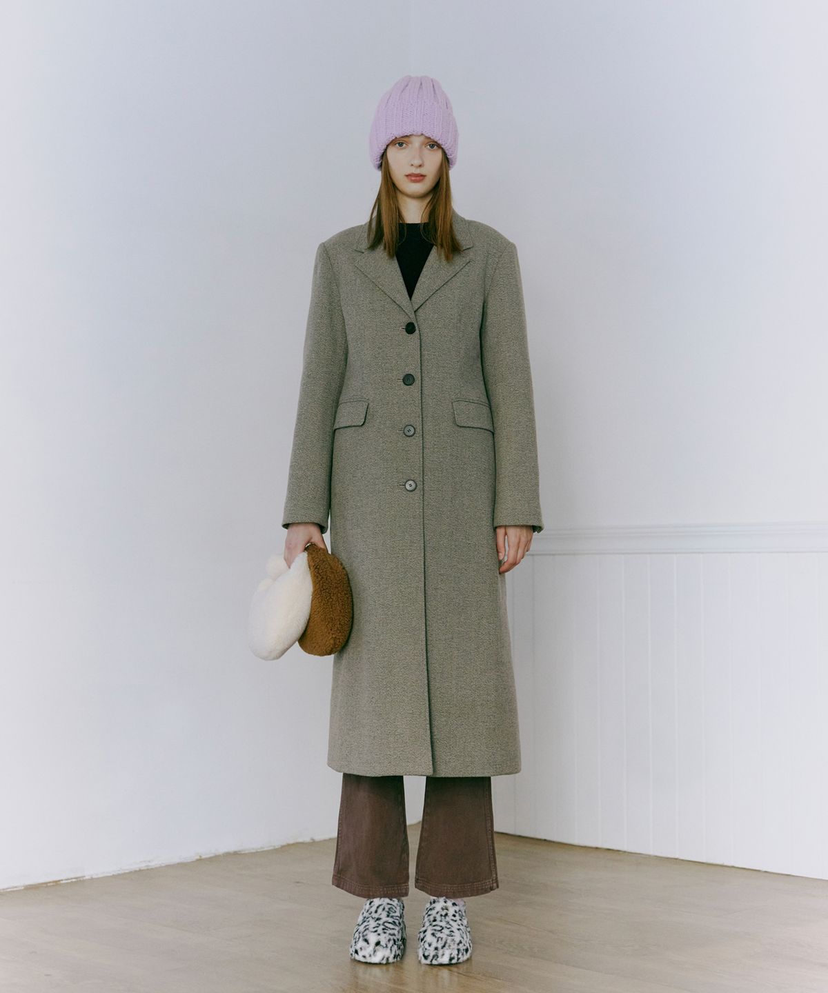 에트몽(ETMON) Slim Single Long Coat  Cocoa Beige