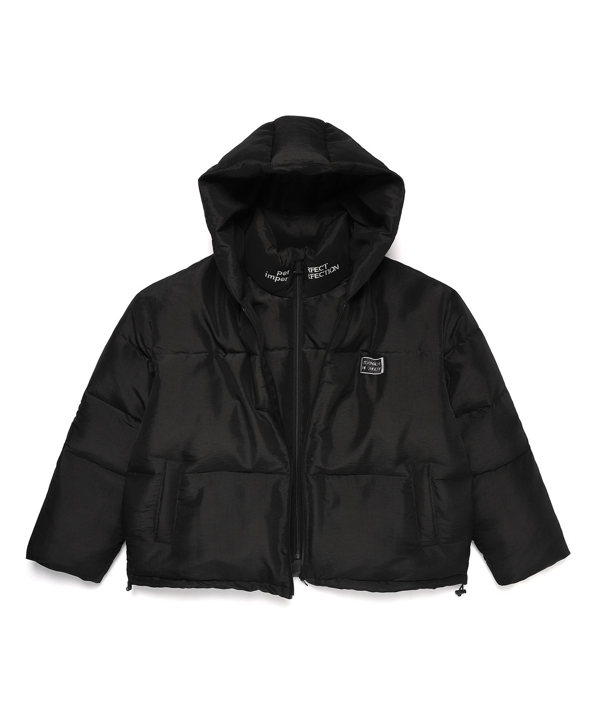 일레딧(ILLEDIT) MATTE DOUBLE ZIP UP SHORT PUFFER BLACK