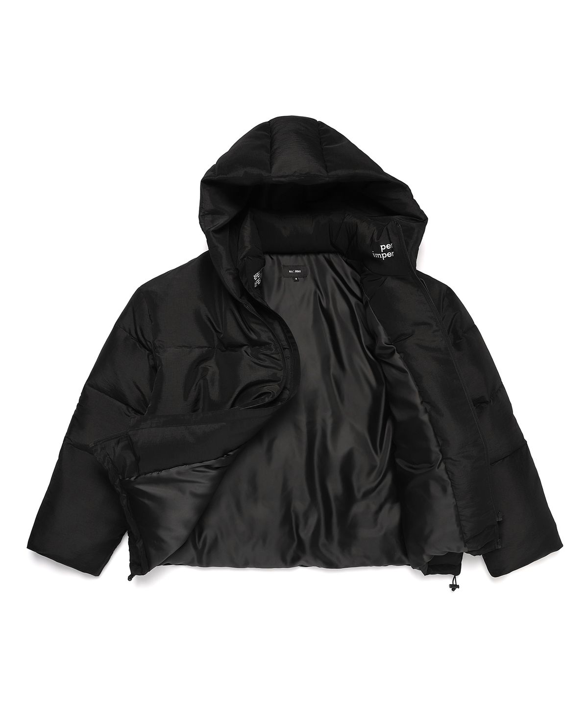 일레딧(ILLEDIT) MATTE DOUBLE ZIP UP SHORT PUFFER BLACK