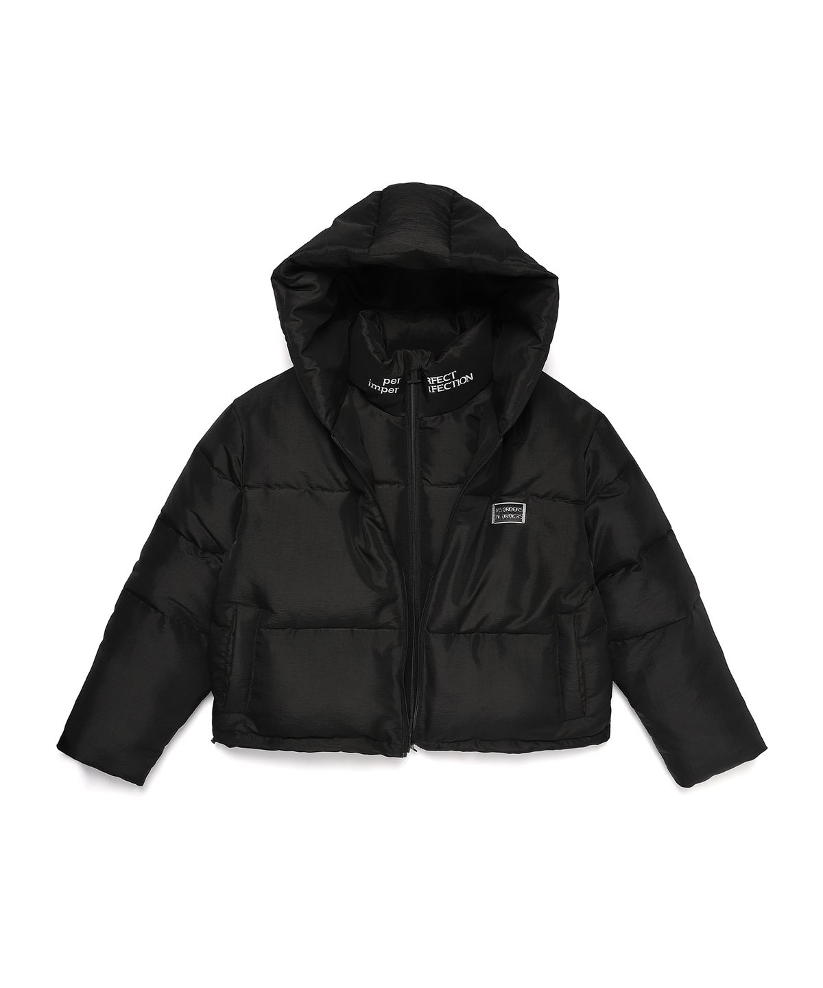 일레딧(ILLEDIT) MATTE DOUBLE ZIP UP SHORT PUFFER BLACK