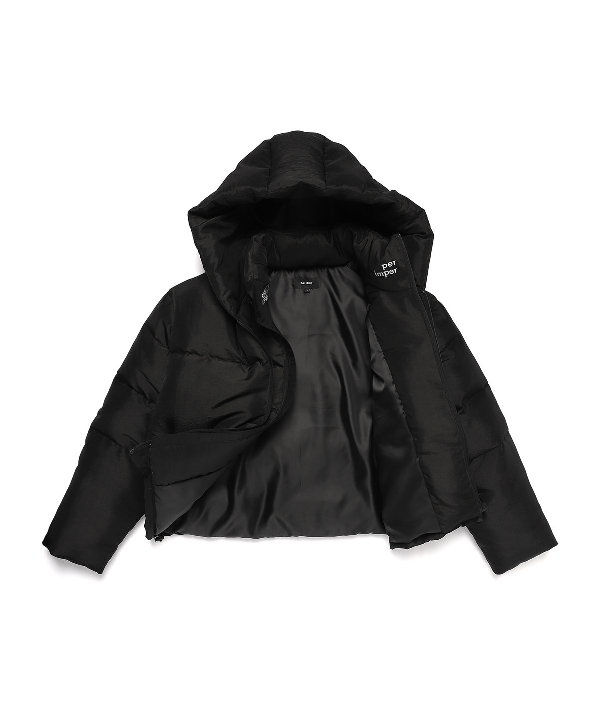 일레딧(ILLEDIT) MATTE DOUBLE ZIP UP SHORT PUFFER BLACK