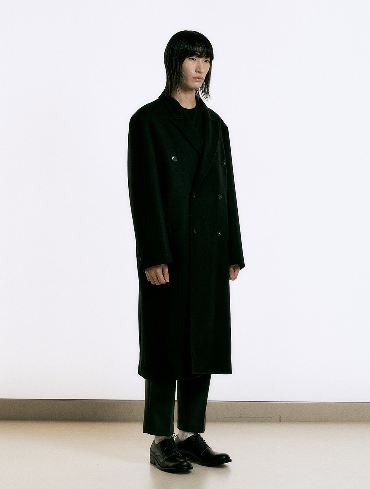 데호(DEHO) WOOL BLEND DOUBLE COAT [Black]