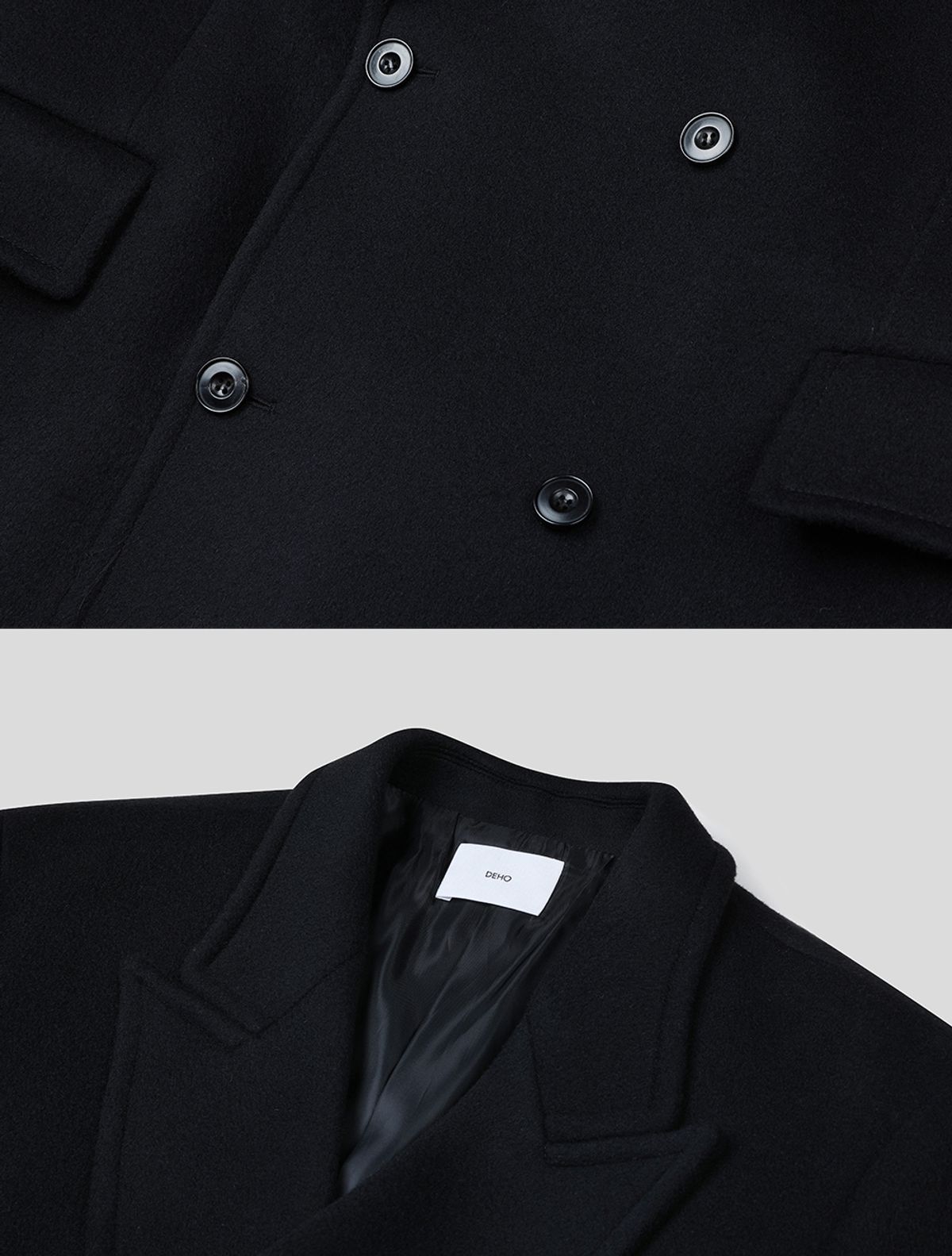 데호(DEHO) WOOL BLEND DOUBLE COAT [Black]