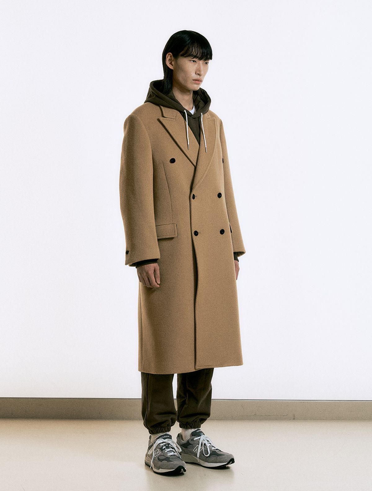 데호(DEHO) WOOL BLEND DOUBLE COAT [Camel]