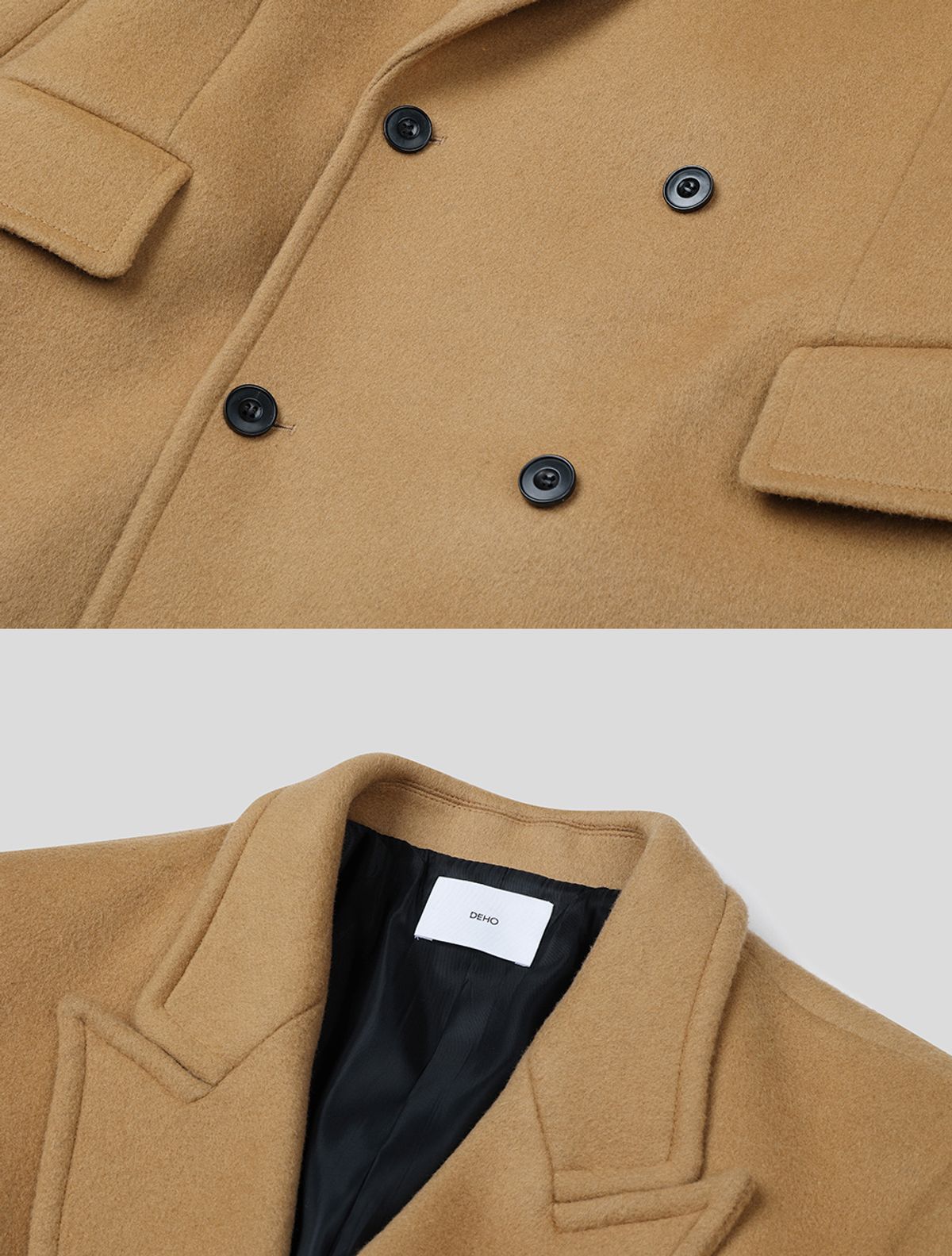 데호(DEHO) WOOL BLEND DOUBLE COAT [Camel]