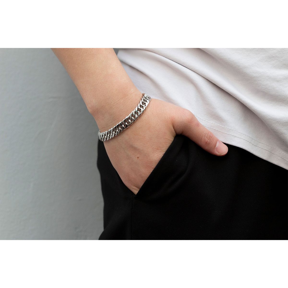 종로공장(JONGNOGONGJANG) 실버 925 이중 면체인 팔찌 (Silver Chain bracelet)