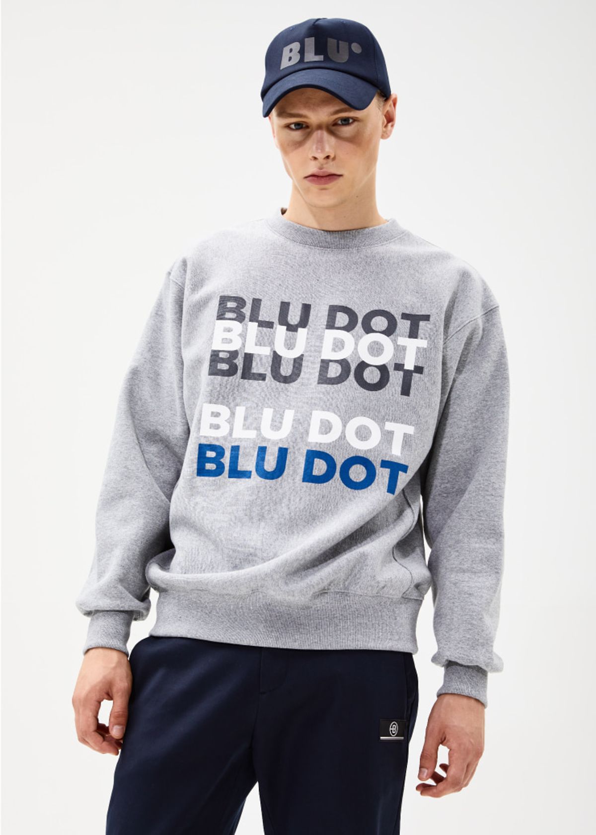 블루닷(BLUDOT) REVERSE WEAVE PRINT SWEAT SHIRTS_GY