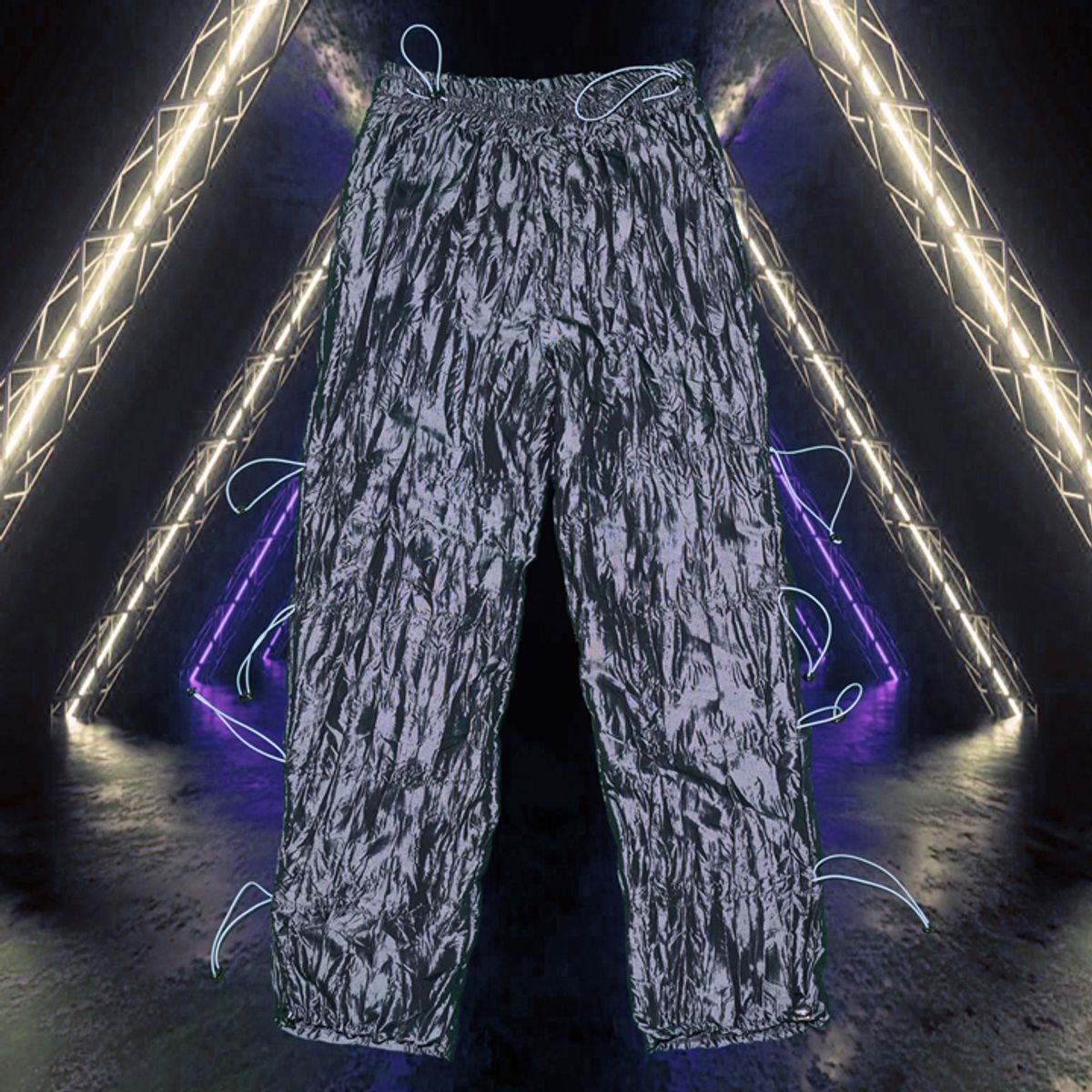 우빙(WOOVING) CRINKLE STRING PANTS (SILVER)
