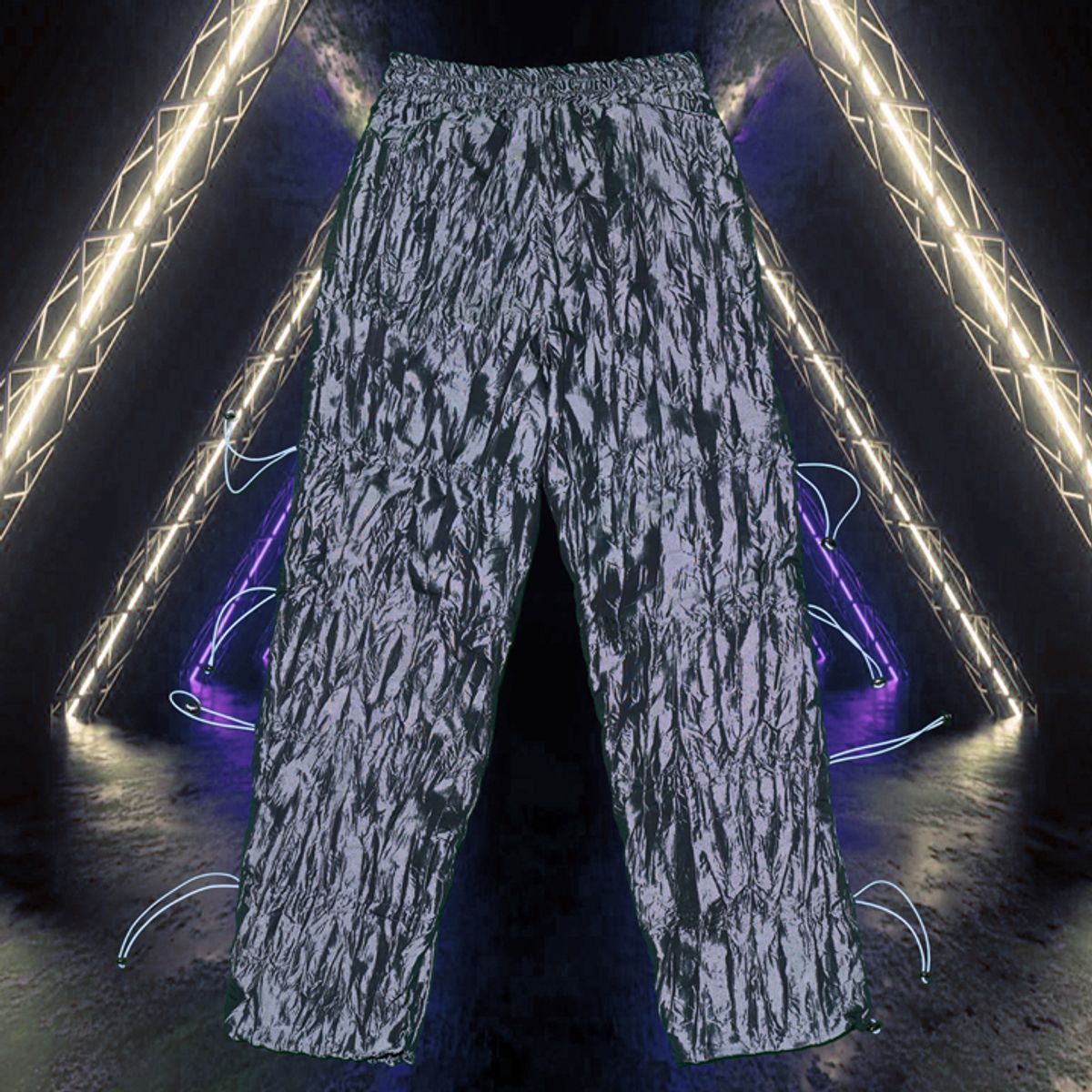우빙(WOOVING) CRINKLE STRING PANTS (SILVER)