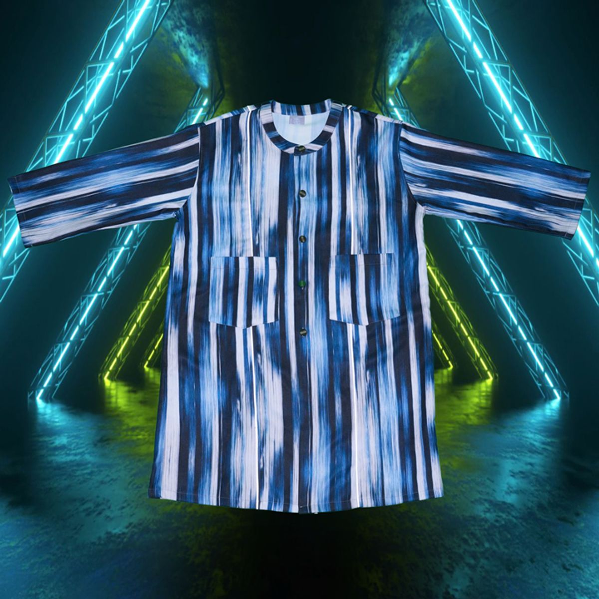 우빙(WOOVING) SCOTCH LINE LONG SHIRTS (BLUE)