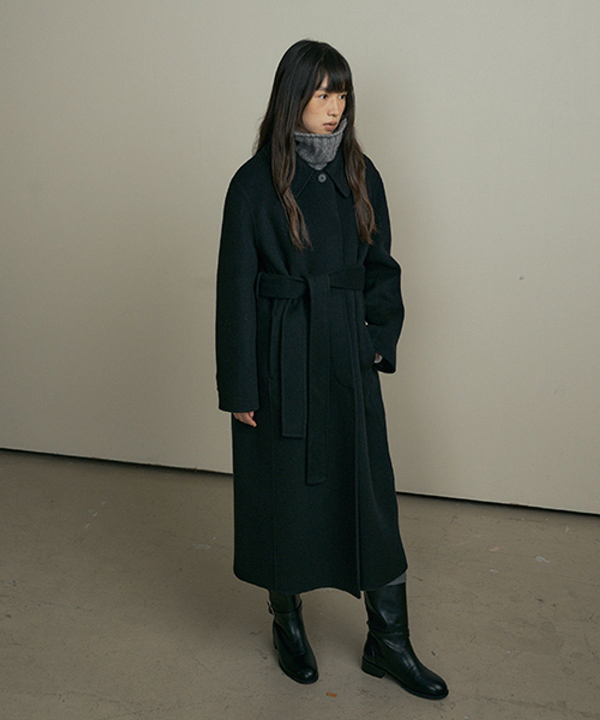 링서울(LINGSEOUL) fox single handmade coat-black