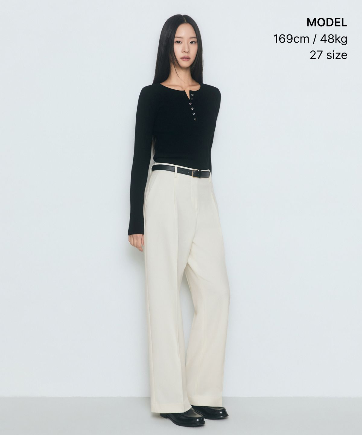 무신사 스탠다드 우먼(MUSINSA STANDARD WOMAN) 우먼즈 웨이스트밴들리스 와이드 슬랙스 [크림]