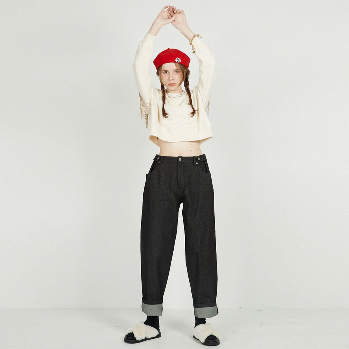 에프엠9102(FM91.02) 3 BUTTONS CLUB PANTS_black