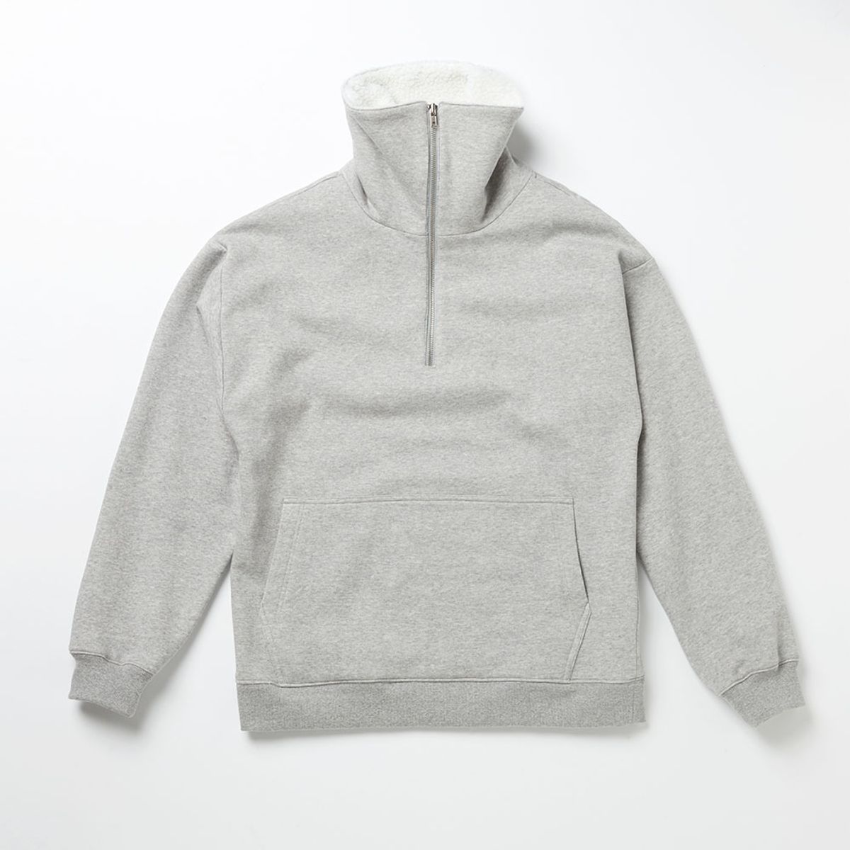 에프엠9102(FM91.02) FLEECE COLLAR HALF ZIP CREW_grey